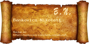 Benkovics Nikolett névjegykártya